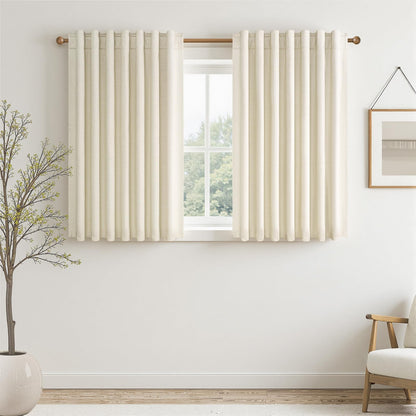 Topfinel Cream Linen Blackout Curtains 84 Inch Long for Bedroom Living Room, Ivory Pinch Pleat Back Tab Full Blackout Drapes Farmhouse Boho Curtains for Window, White Neutral Curtains 52" X 84" 7 FT