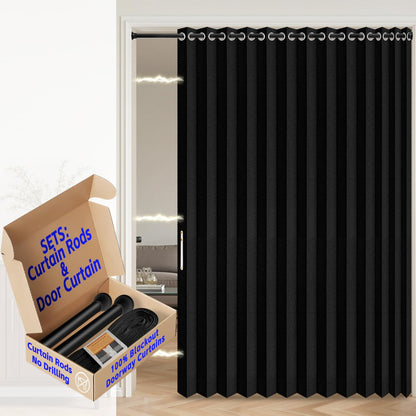 AJAZZ Blackout Accordion Door Magnetic Door Curtain Folding Closet Doors Curtain Invisible for Bedroom Room Living Room Doorway, Grey 42" W x 78" L, 1 Panel