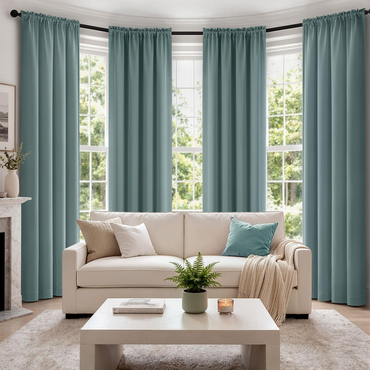 MIULEE Black Blackout Curtains 63 Inch Length for Bedroom Set of 4 Panels