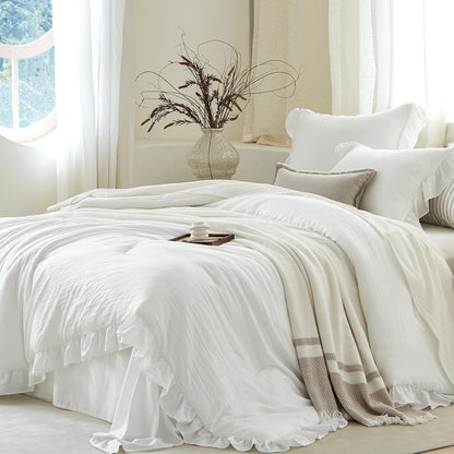 Sage Green Ruffle 3 Pieces Comforter Queen Shabby Chic Bedding
