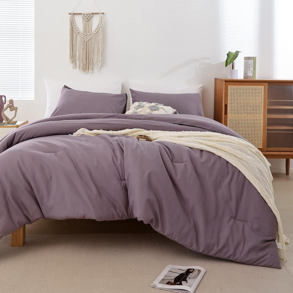 ROSGONIA King Size Comforter Set Olive Green, 3pcs (1 Boho Comforter & 2 Pillowcases), Lightweight Bedding Blanket All Season Bedspreads Quilt