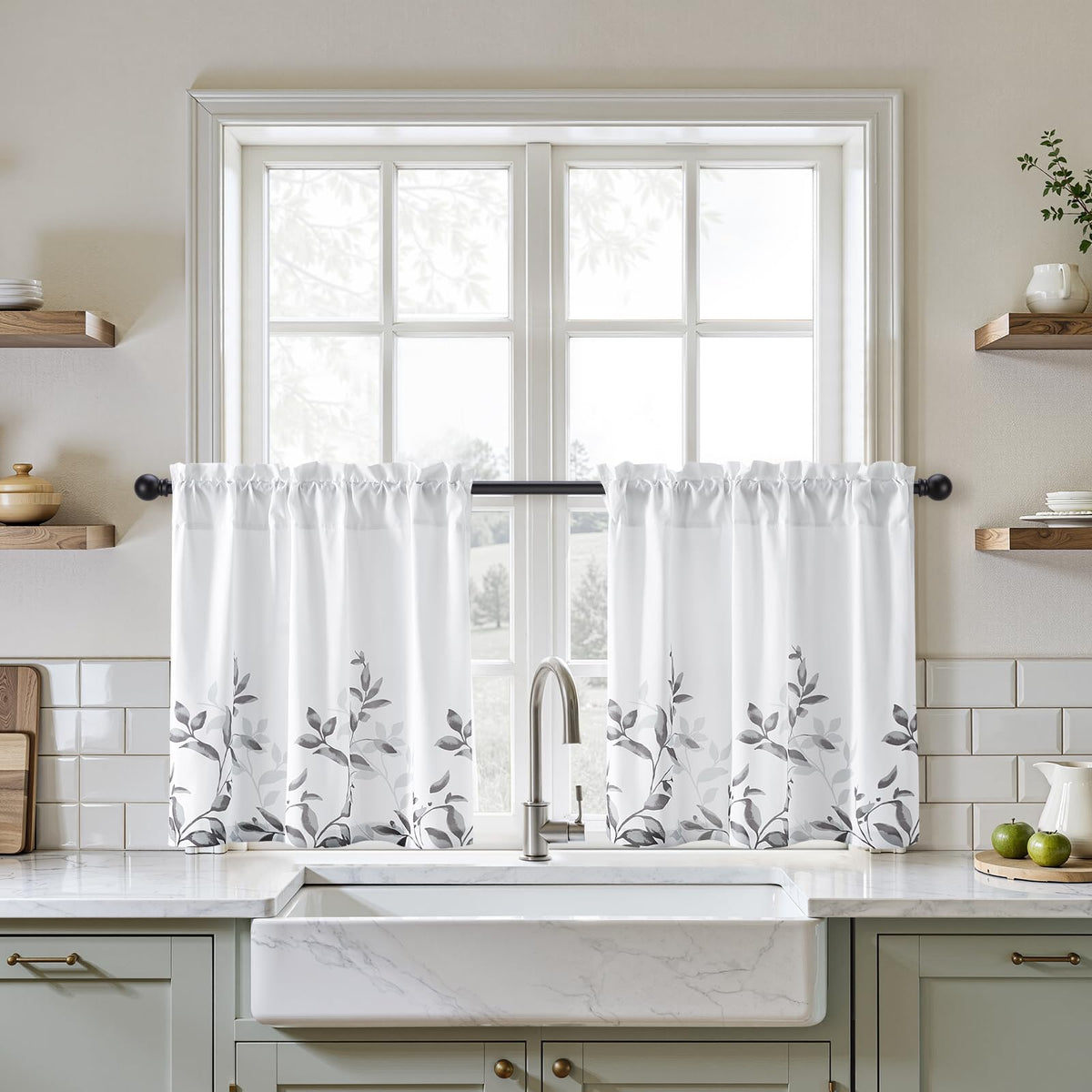 HOMEIDEAS Kitchen Curtains, Short Non-See-Through Privacy Curtains 30"X36"