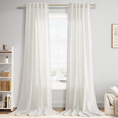 Nanspring Linen Kitchen Window Curtains Over Sink for Cafe 36x36 Inch Cream