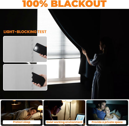 Autohesion Curtains for Windows,Bedroom Blackout Curtains for - Thermal Lnsulated No Drill Curtains Room Darkening Black Small Drapes, JILRON,(1 Panels,35Wx48L inch-Black)