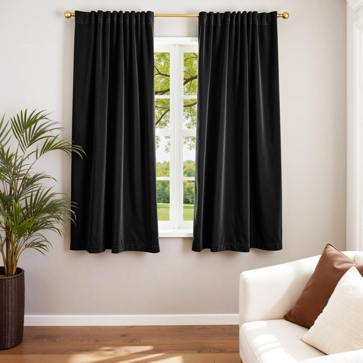 Lazzzy Blackout Curtains Thermal Insulated Curtains Room Window Drapes Super Soft Luxury Curtains for Living Room Bedroom Rod Pocket 2 Panels, 96 Inch Lined | Beige