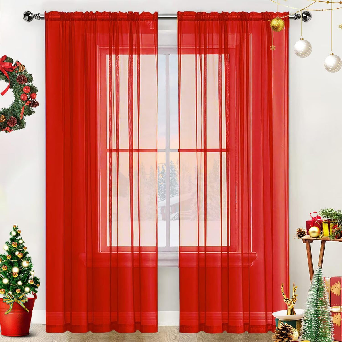 SpaceDresser Sheer Voile Curtains for Living Room 84 Inch Long 2 Panels