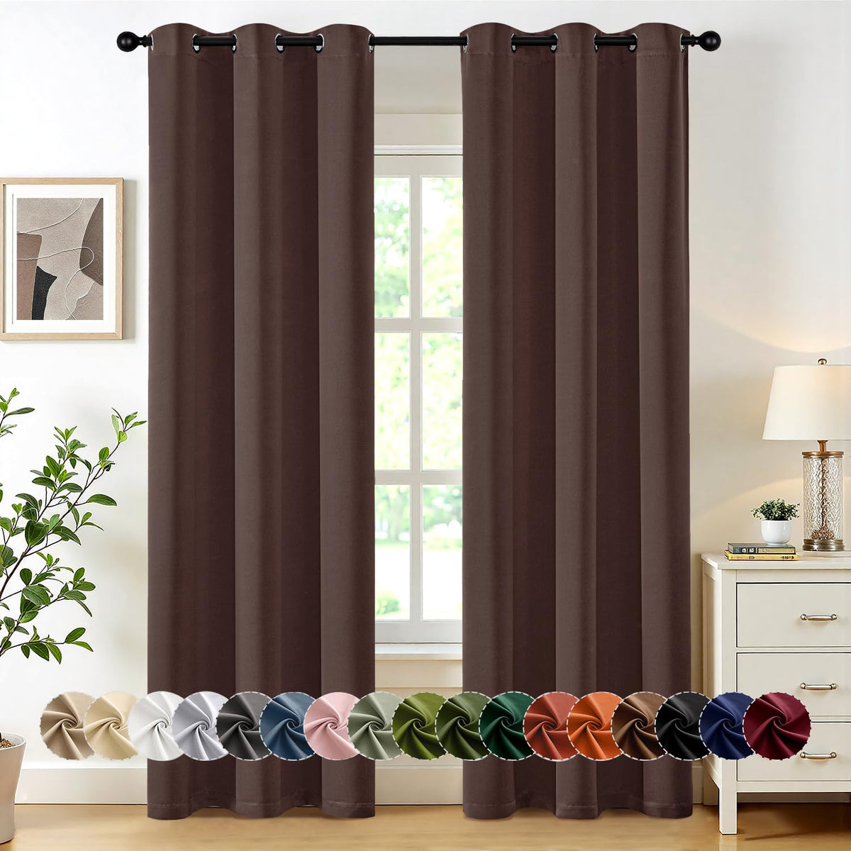 MIULEE Blackout Curtains for Bedroom 2 Panels 40 x 63 Inch Long Black