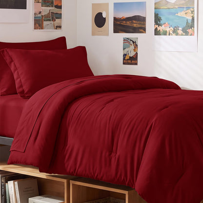CozyLux Queen Comforter Set Black, 7 Pieces Bed in a Bag