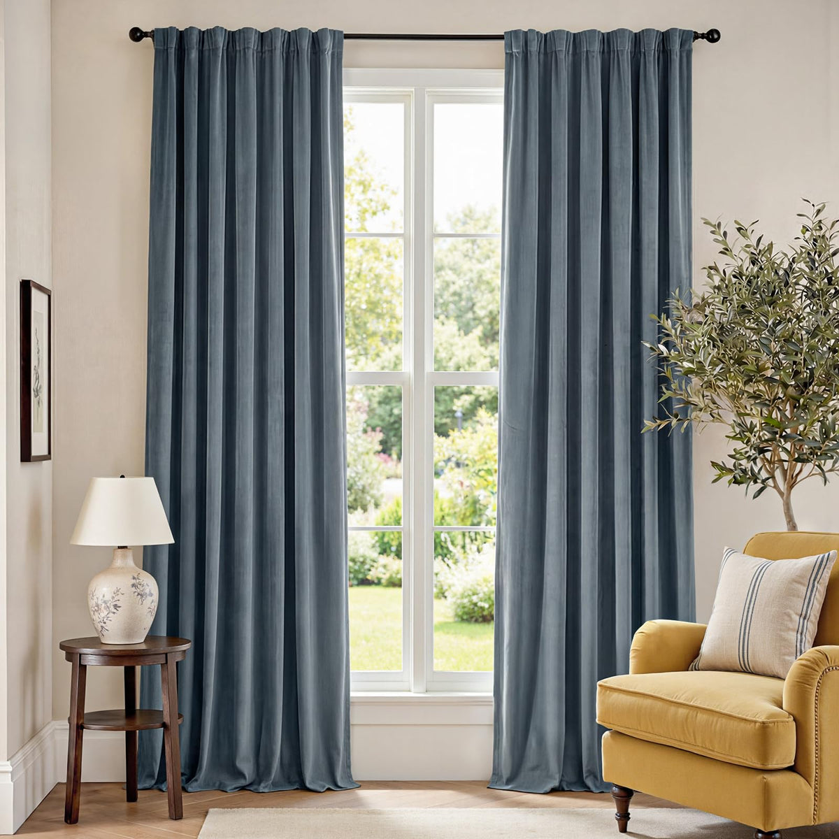 Lazzzy Blackout Curtains Thermal Insulated Curtains Room Window Drapes Super Soft Luxury Curtains for Living Room Bedroom Rod Pocket 2 Panels, 96 Inch Lined | Beige