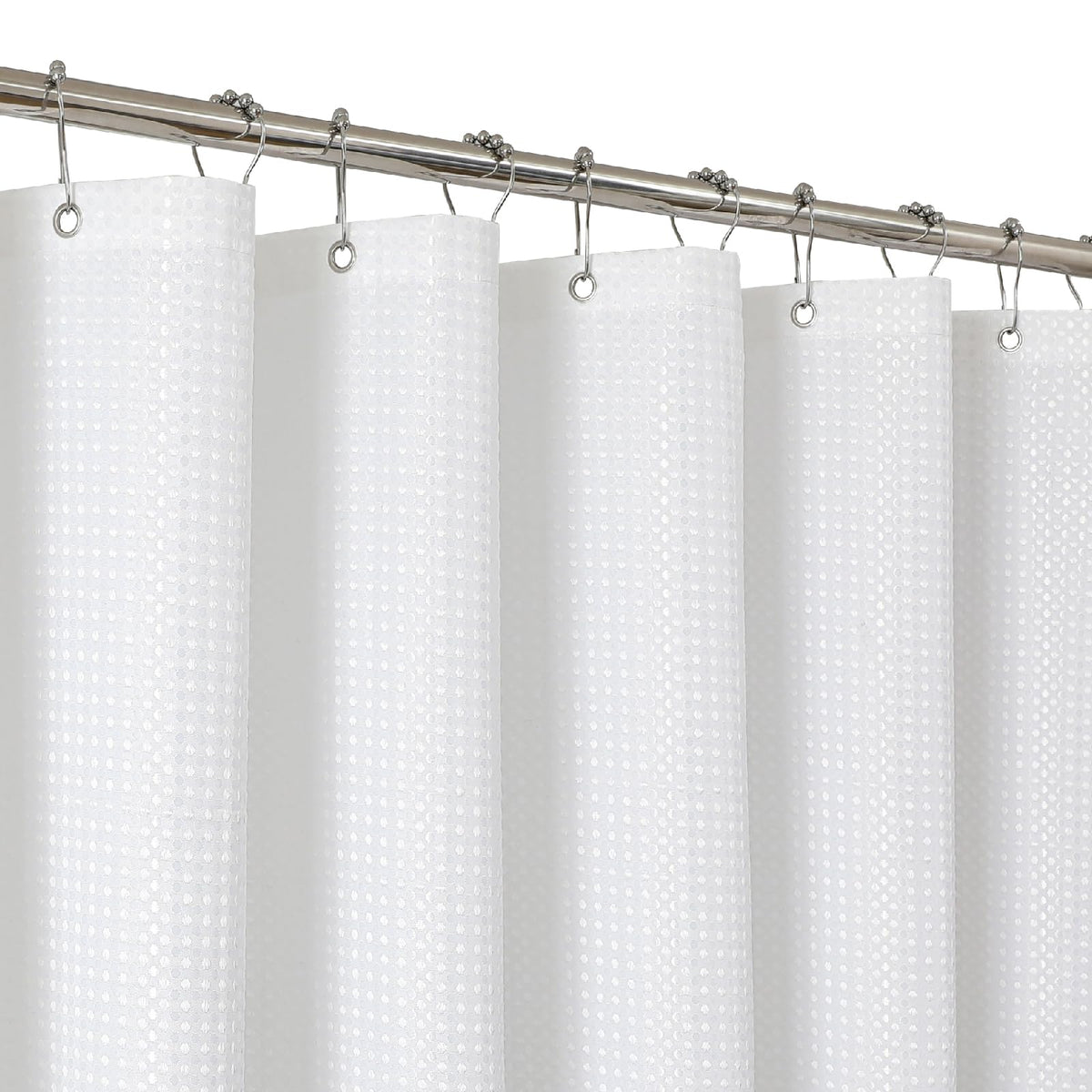 2-in-1 Waterproof Fabric Shower Curtain - No Separate Liner Needed, Hotel-Style Waffle Weave, Effortless Cleaning & Washable Bathroom Shower Curtain Set,72Wx72H,White