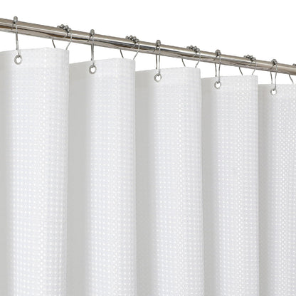2-in-1 Waterproof Fabric Shower Curtain - No Separate Liner Needed, Hotel-Style Waffle Weave, Effortless Cleaning & Washable Bathroom Shower Curtain Set,72Wx72H,White
