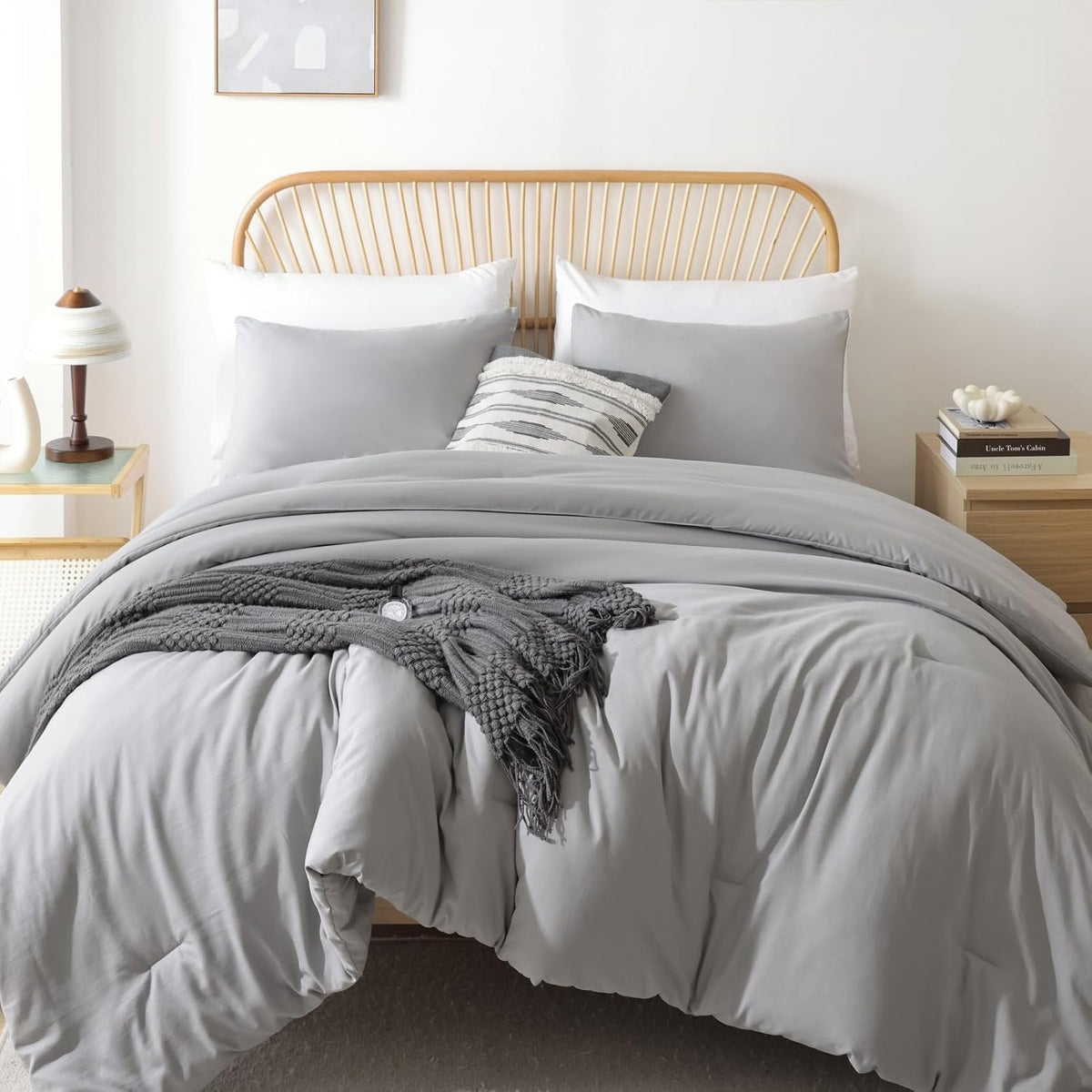 ROSGONIA King Size Comforter Set Olive Green, 3pcs (1 Boho Comforter & 2 Pillowcases), Lightweight Bedding Blanket All Season Bedspreads Quilt