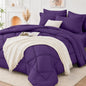 FUANNA Full Size Comforter Sets 7 PCS, Navy Blue Bed Set, Soft Bed in a Bag