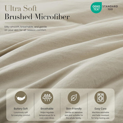 Queen Comforter Set-7 Pieces Soft Prewashed Bed in a Bag Queen Bedding Sets