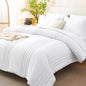 CozyLux Queen Comforter Set Beige - 7 Pieces Vertical Quilted Bed in a Bag