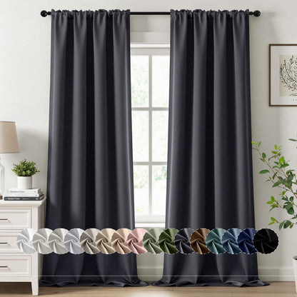 MIULEE Halloween Black Blackout Curtains for Bedroom Room 40"x63" 2 Panels