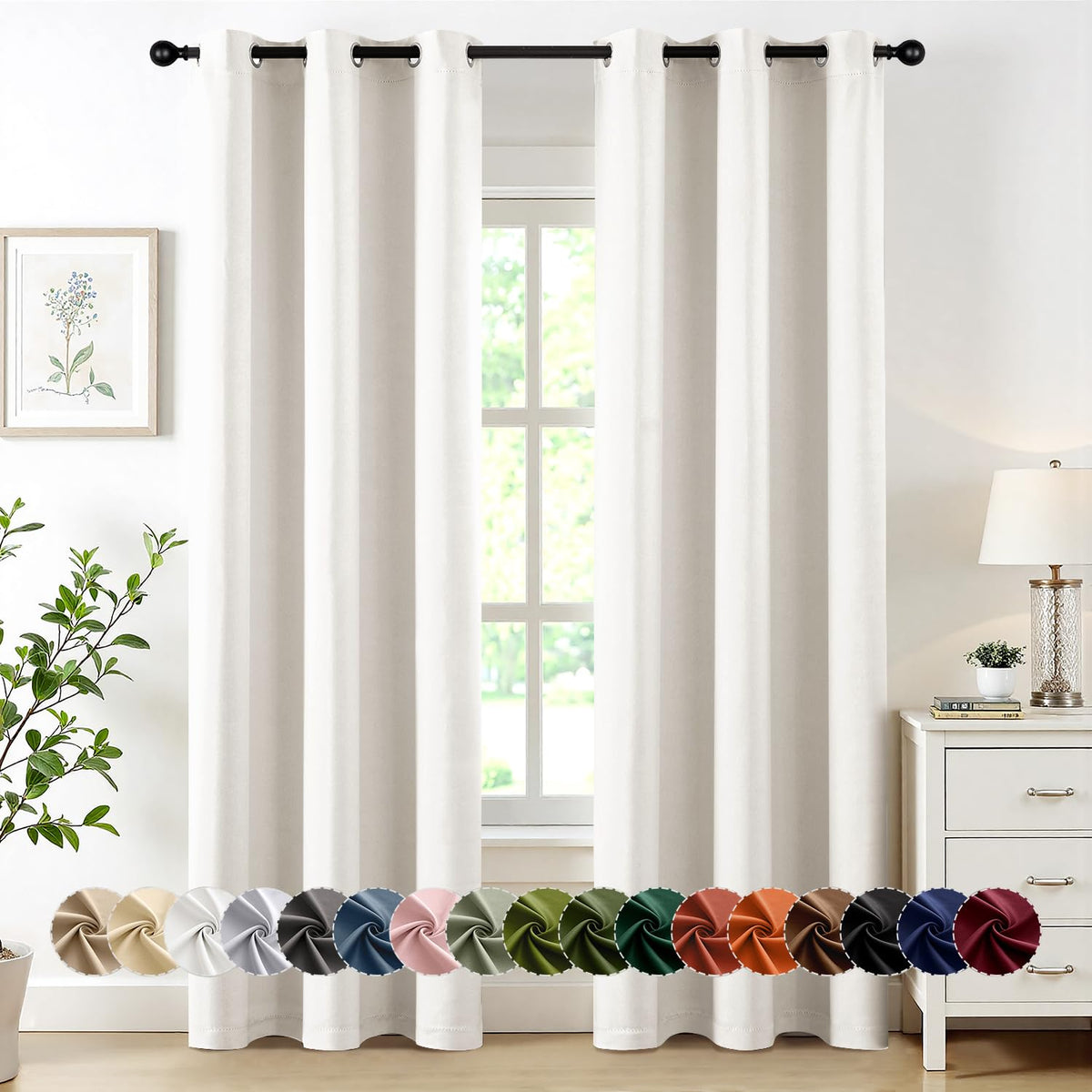 MIULEE Blackout Curtains for Bedroom 2 Panels 40 x 63 Inch Long Black