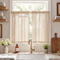 jinchan Linen Striped Tier Curtains for Kitchen Windows Green 26 x 24 inch