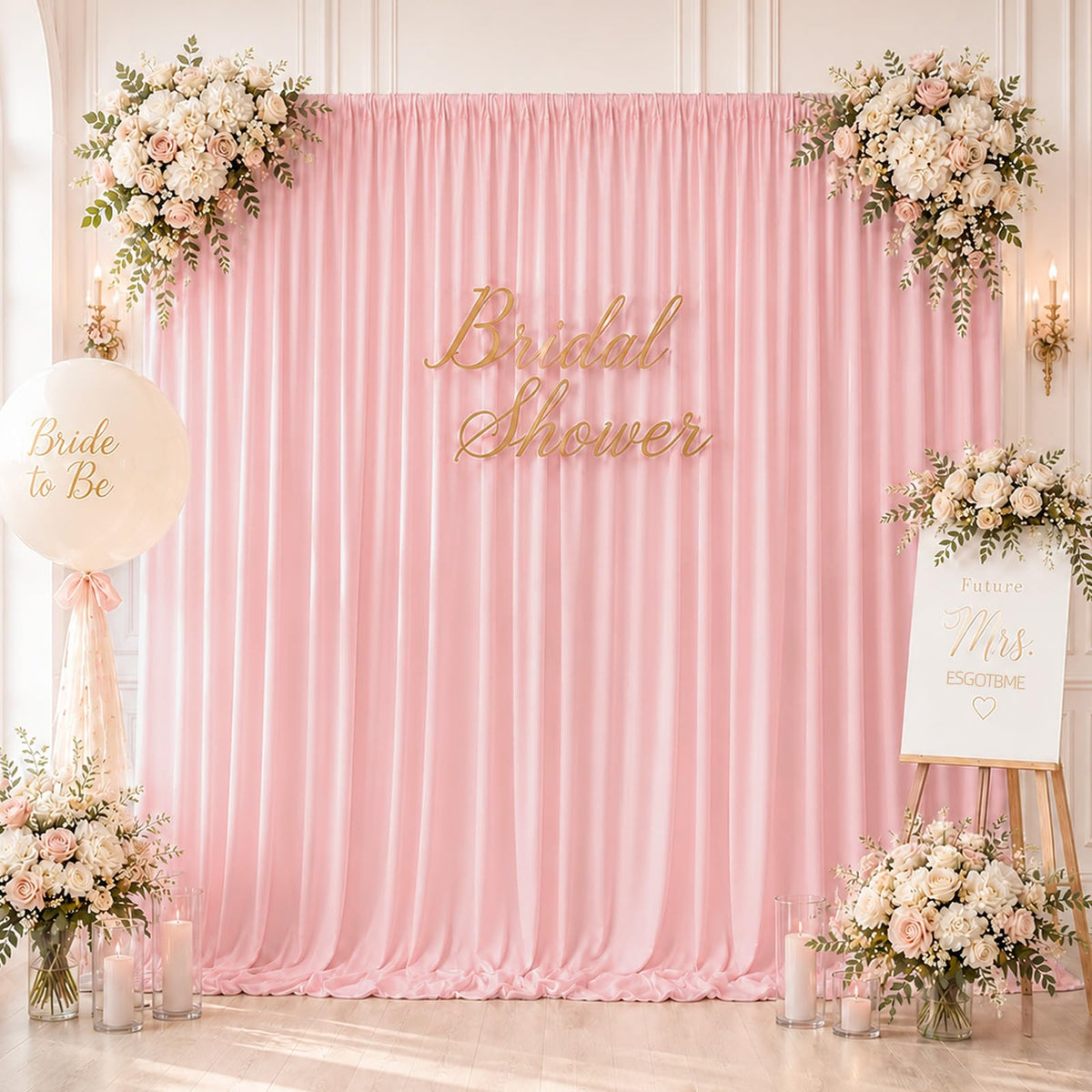 10x10ft Wrinkle Free Ivory Backdrop Curtain for Parties Soft Fabric Drapes Wedding Ivory Curtain Backdrop for Birthday Party Decorations Background for Photography 5x10ft,2 Panels