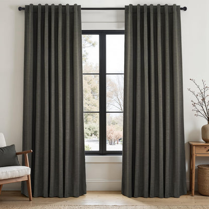 Topfinel Cream Linen Blackout Curtains 84 Inch Long for Bedroom Living Room, Ivory Pinch Pleat Back Tab Full Blackout Drapes Farmhouse Boho Curtains for Window, White Neutral Curtains 52" X 84" 7 FT