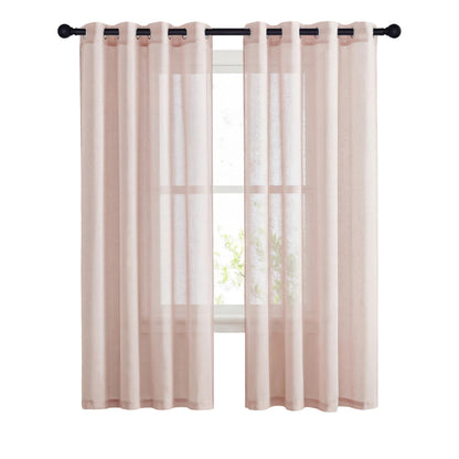 NICETOWN Semi Sheer Linen Ivory Curtains for Bedroom, W52xL84, 2 Panels