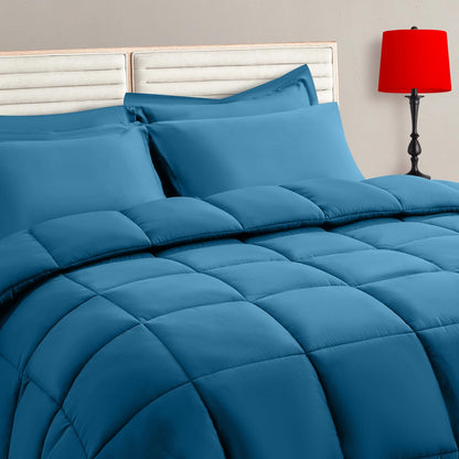 TAIMIT Twin Size Comforter Set - 5 Pieces, Bed in a Bag Bedding Sets with All Season Soft Quilted Warm Fluffy Reversible Comforter,Flat Sheet,Fitted Sheet,1 Pillow Shams,1 Pillowcases,Black