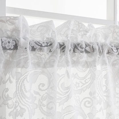 ALIGOGO Short White Lace Kitchen Curtains 36 Length 2 Panels W26 x L36 Inch