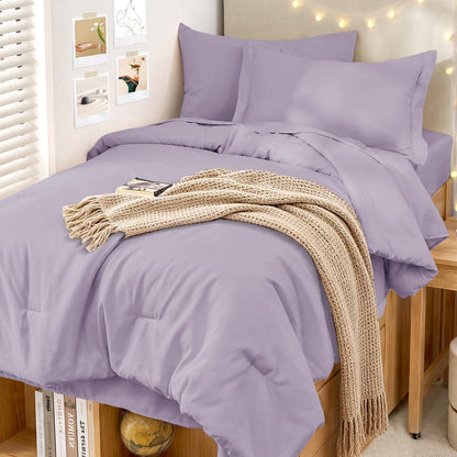 MUXHOMO Queen Comforter Set 7 Pieces, Soft Bed in a Bag, Olive Green