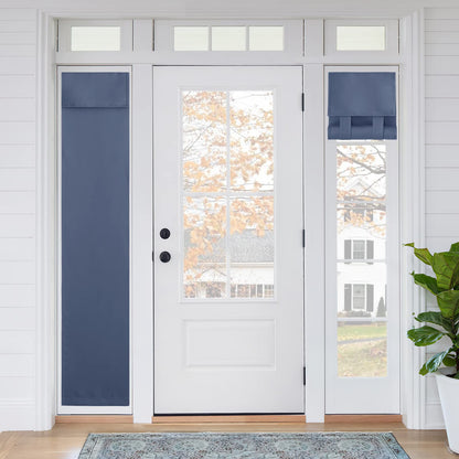 RYB HOME Blackout French Door Curtain, No Drill, W26 x L69, Black, 1 Panel