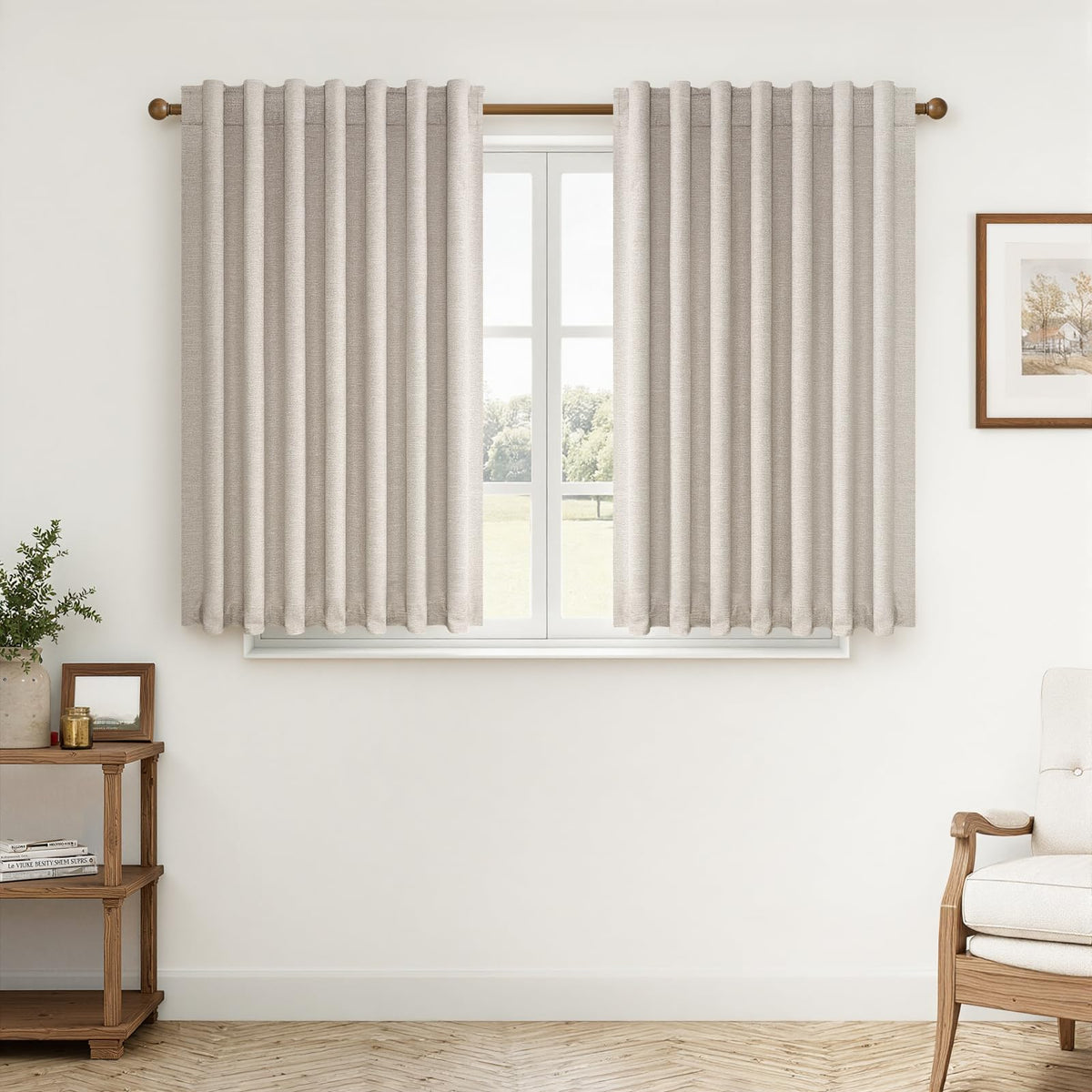Topfinel Cream Linen Blackout Curtains 84 Inch Long for Bedroom Living Room, Ivory Pinch Pleat Back Tab Full Blackout Drapes Farmhouse Boho Curtains for Window, White Neutral Curtains 52" X 84" 7 FT