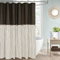 DOSLY IDÉES Farmhouse Shower Curtain,Beige and Gray Stripe,Button Curtain,Linen and Cotton Woven Fabric,Rustic Charm Country Chic Style,72x72 in