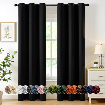 MIULEE Blackout Curtains for Bedroom 2 Panels 40 x 63 Inch Long Black