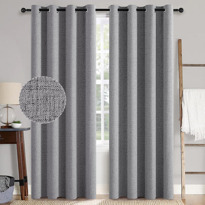 MIULEE 100% Blackout Linen Curtains for Bedroom 52x90 Inches Natural Beige