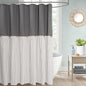 DOSLY IDÉES Farmhouse Shower Curtain,Beige and Gray Stripe,Button Curtain,Linen and Cotton Woven Fabric,Rustic Charm Country Chic Style,72x72 in