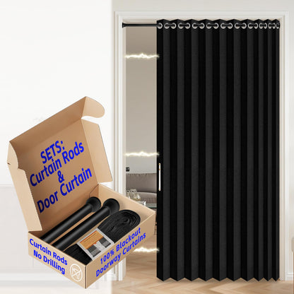 AJAZZ Blackout Accordion Door Magnetic Door Curtain Folding Closet Doors Curtain Invisible for Bedroom Room Living Room Doorway, Grey 42" W x 78" L, 1 Panel