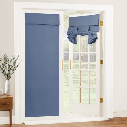 RYB HOME Blackout French Door Curtain, No Drill, W26 x L69, Black, 1 Panel