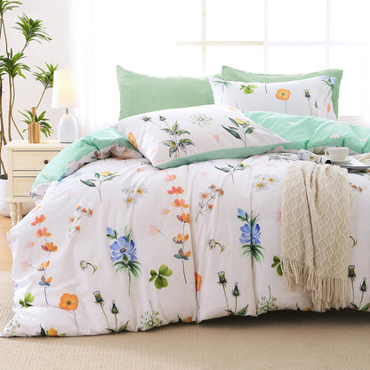MUXHOMO Queen Comforter Set, 7-Piece Floral Bed in a Bag, Sage Green