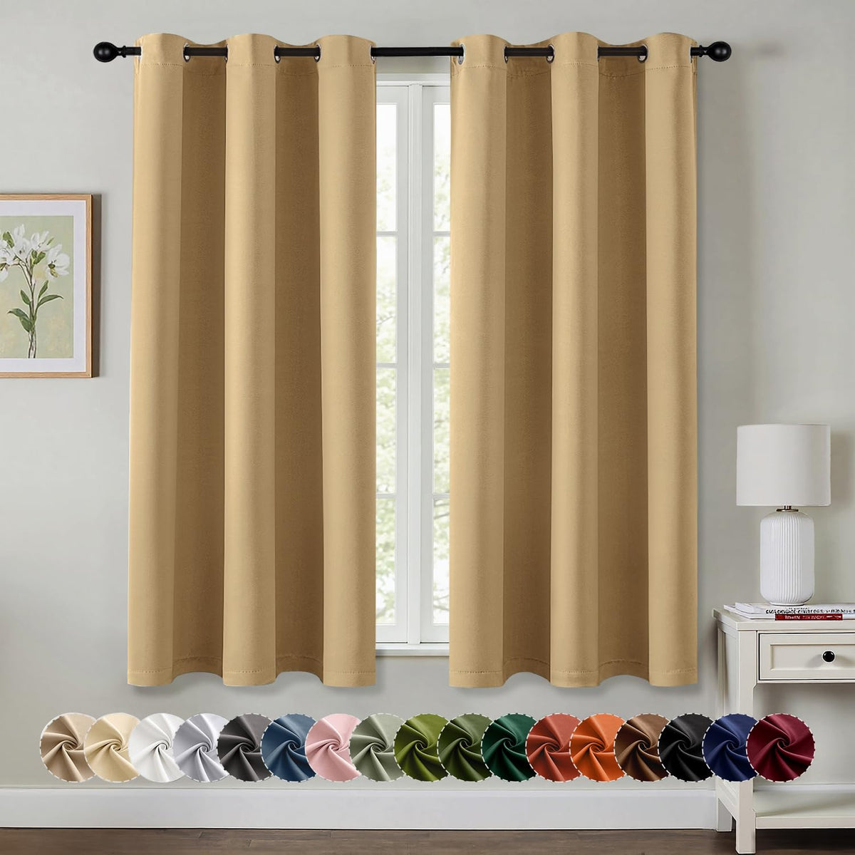 MIULEE Blackout Curtains for Bedroom 2 Panels 40 x 63 Inch Long Black