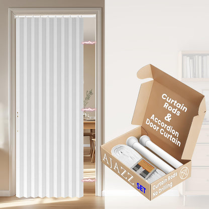 AJAZZ Blackout Accordion Door Magnetic Door Curtain Folding Closet Doors Curtain Invisible for Bedroom Room Living Room Doorway, Grey 42" W x 78" L, 1 Panel