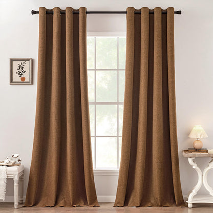 MIULEE 100% Blackout Linen Curtains for Bedroom 52x90 Inches Natural Beige