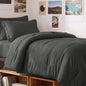 CozyLux Queen Comforter Set Black, 7 Pieces Bed in a Bag