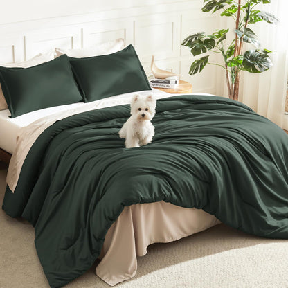 Litanika Queen Comforter Set Sage Green, 3 Pieces Lightweight Solid Bed Set