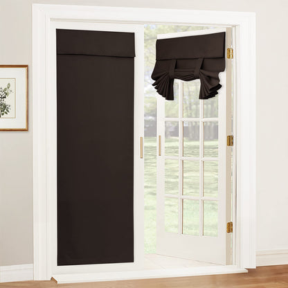 RYB HOME Blackout French Door Curtain, No Drill, W26 x L69, Black, 1 Panel