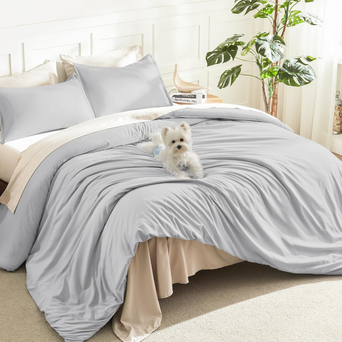 Litanika Queen Comforter Set Sage Green, 3 Pieces Lightweight Solid Bed Set