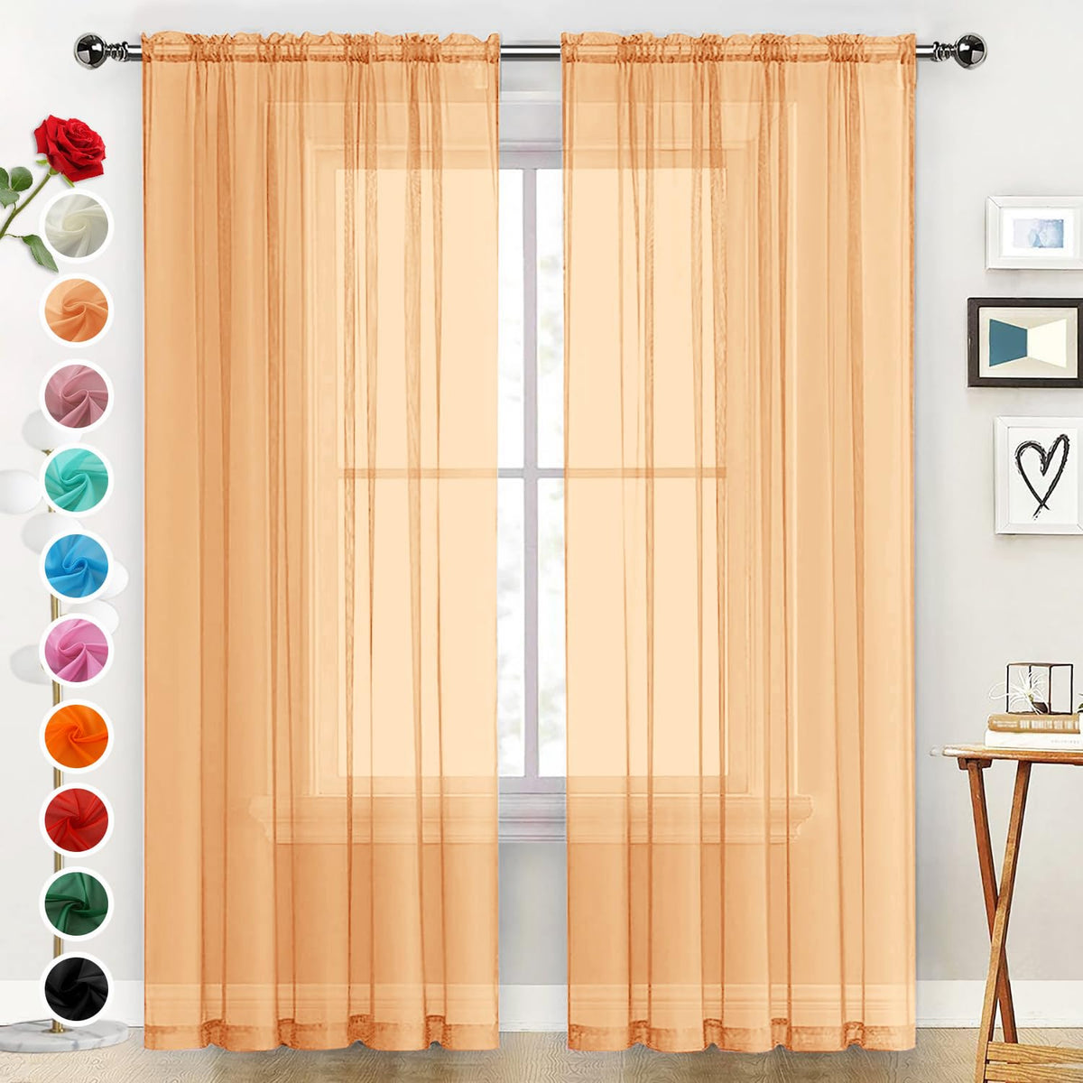 SpaceDresser Sheer Voile Curtains for Living Room 84 Inch Long 2 Panels