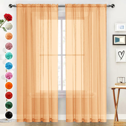 SpaceDresser Sheer Voile Curtains for Living Room 84 Inch Long 2 Panels
