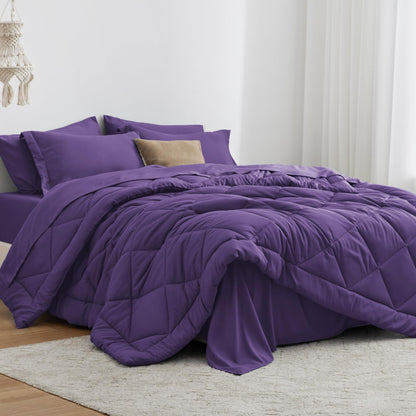Love's cabin Queen Comforter Set, 7 Pieces Bed in a Bag, Black