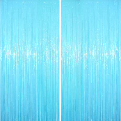 Voircoloria Laser Pink Foil Fringe Backdrop Curtains,3.3x6.6ft, 2 Pack