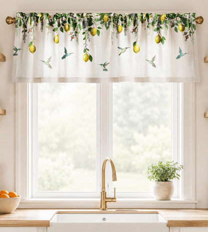 Miss Adola 36 Inch Length Kitchen Tier Curtains Pumpkin Leaf Cafe Curtains