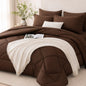 FUANNA Full Size Comforter Sets 7 PCS, Navy Blue Bed Set, Soft Bed in a Bag